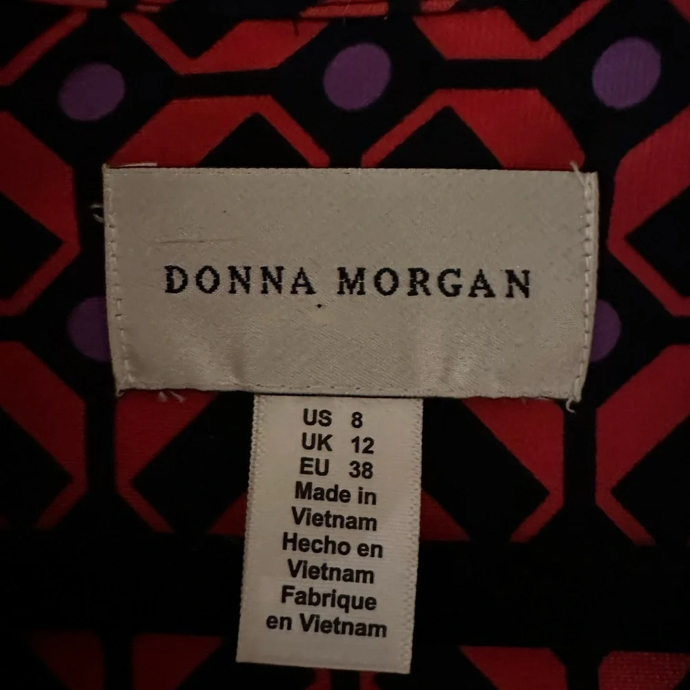 Donna Morgan Red and Black Wrap Dress Long Sleeve - Picture 3 of 3